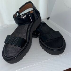 Aquatalia Black Modern Platform Sandals
